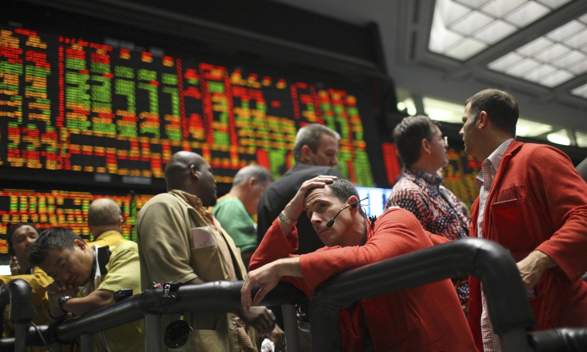 Wall Street traders, September 15 2008, the day Lehman Brothers filed for bankruptcy.